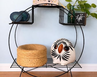 Mid Century Modern Black Metal Wire Shelf: Boho Plant Stand