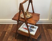 Vintage Maplewood Plant stand Two tier unique table