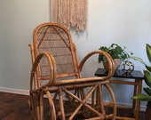 Unique Wicker and Rattan Rocking Chair 1970s Bohemian Wicker Nursery Jungle Theme Furniture