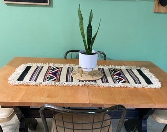 Woven Wool Runner Serape Vintage Mid Century