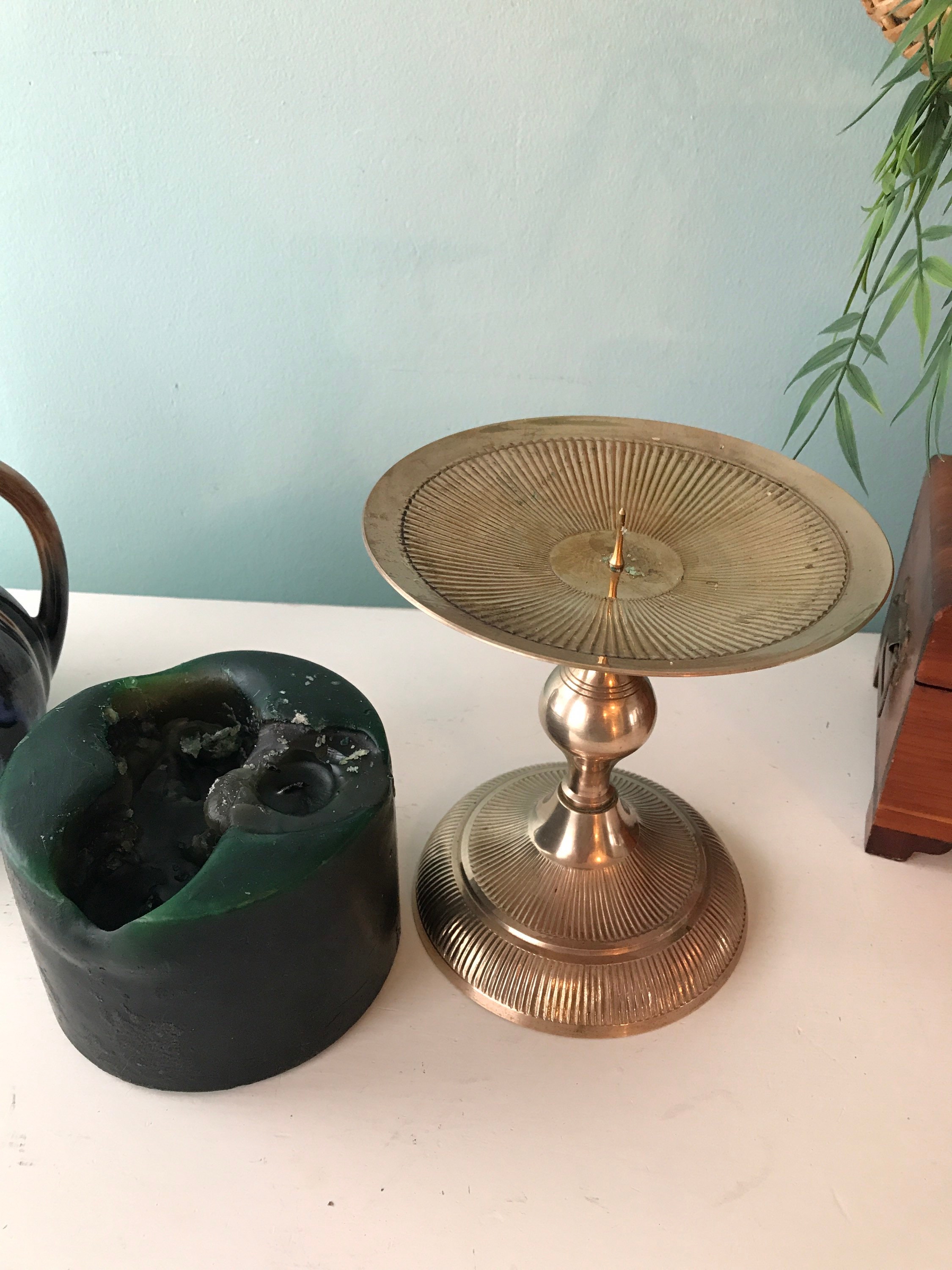 Brass Candle holder 3 wick Large three wick candle Pillar Etsy