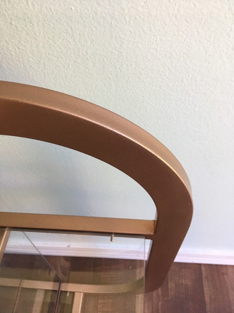 Metal and Glass Rose Gold CUSTOM PAINT Entertainment Stand Console Milo Baughman Media Etagere Rose Gold Metal Unit Media Center