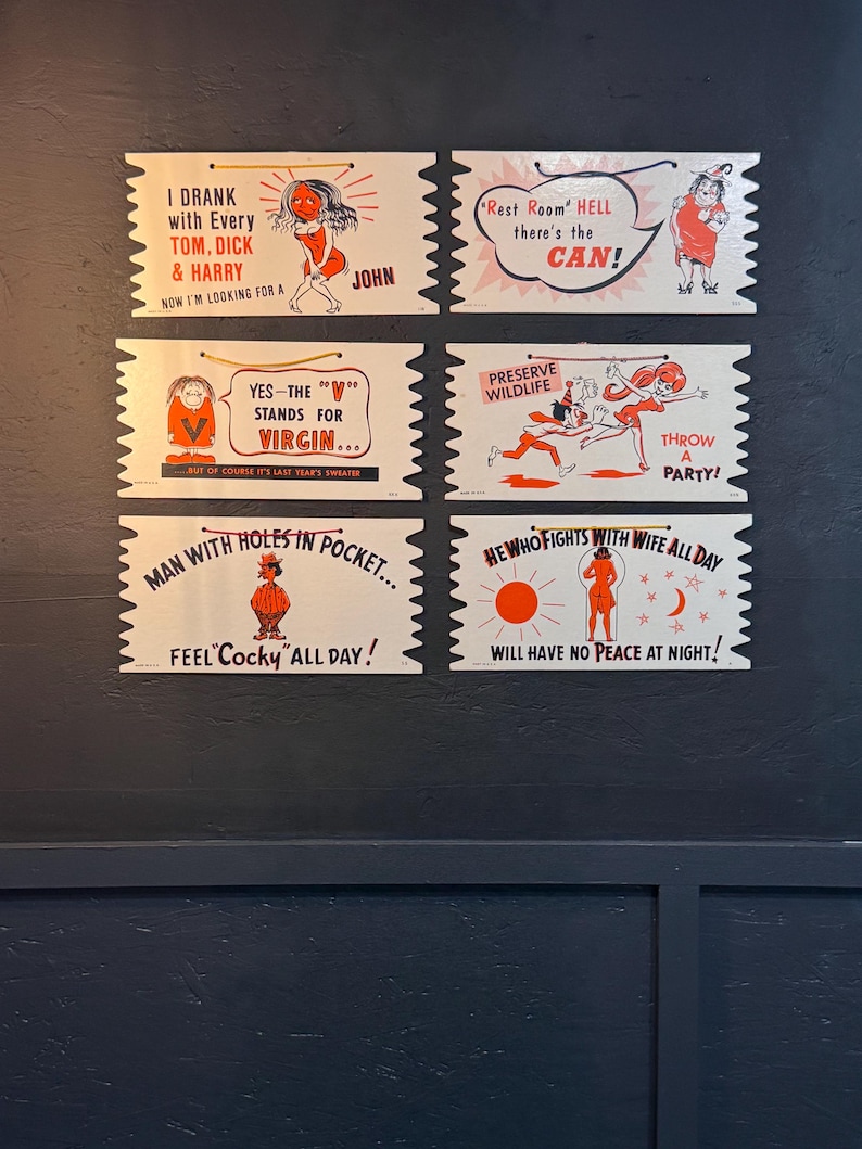 Cafe Risque Sign Vintage Risqué Gag Signs: Mid-century Bar Kitsch, Set of 6 - Etsy