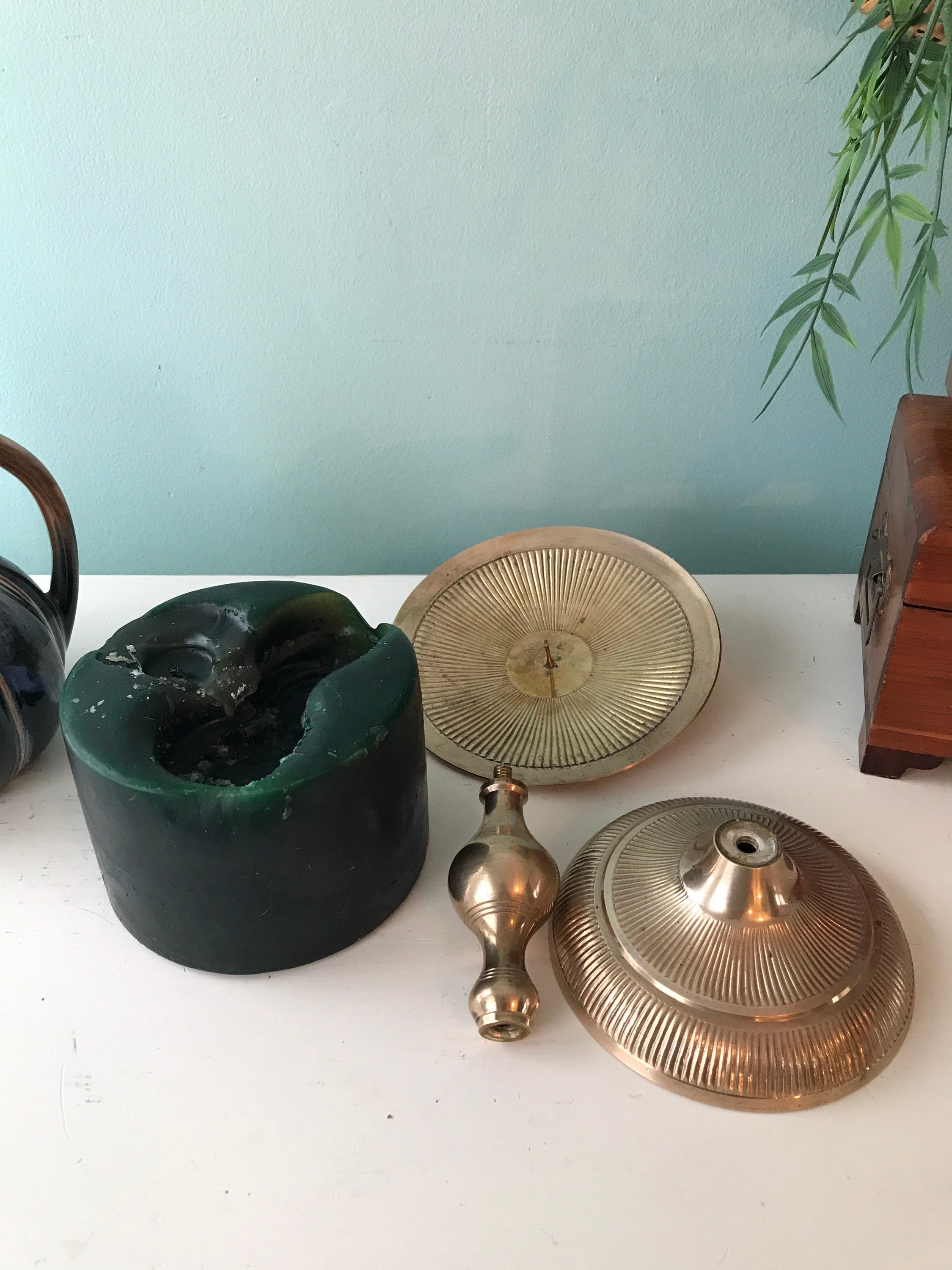 Brass Candle holder 3 wick Large three wick candle Pillar Etsy