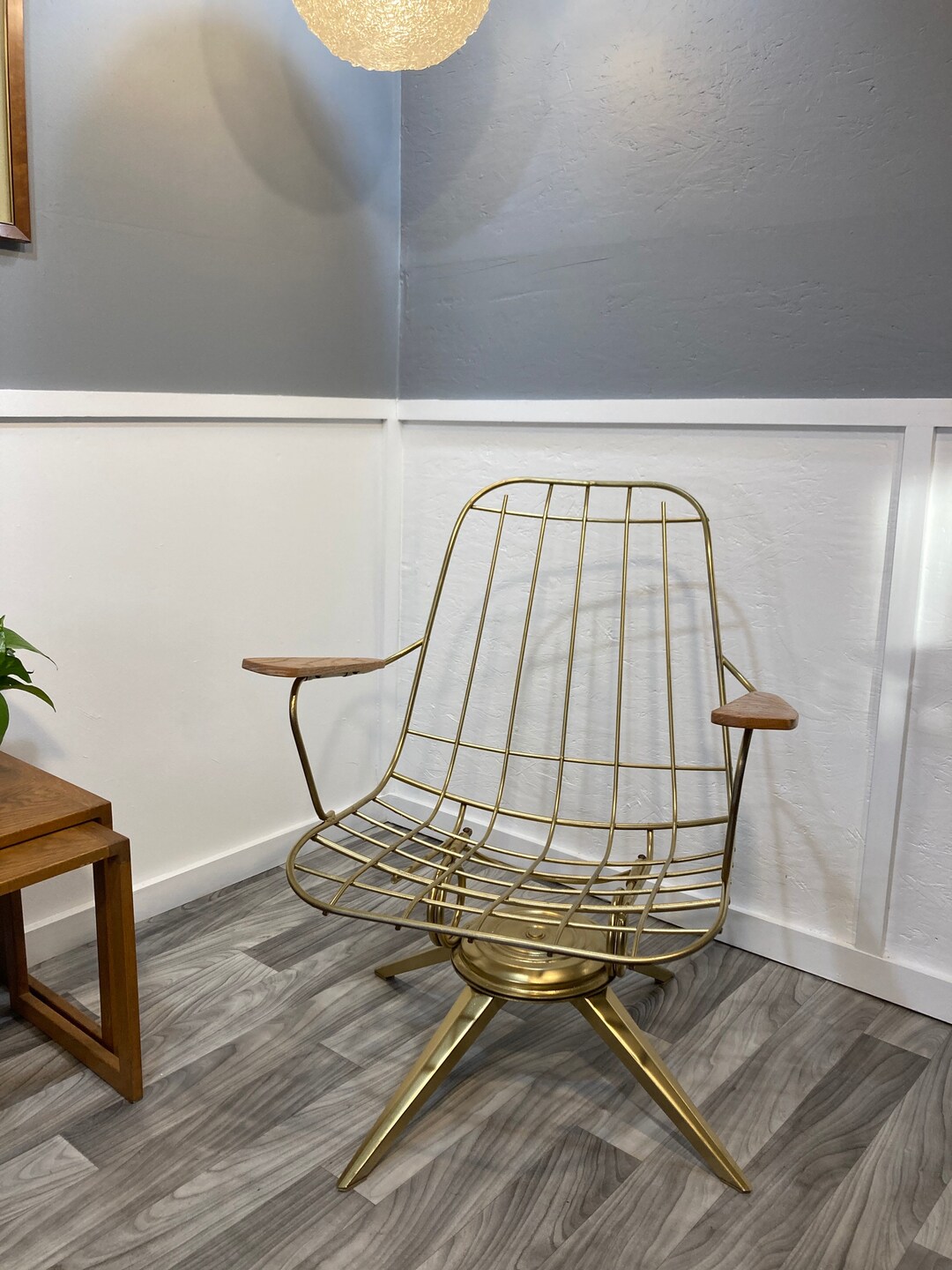 Gold Metal Vintage Lounge Rocking and Swivel Chair Mid Century Modern ...