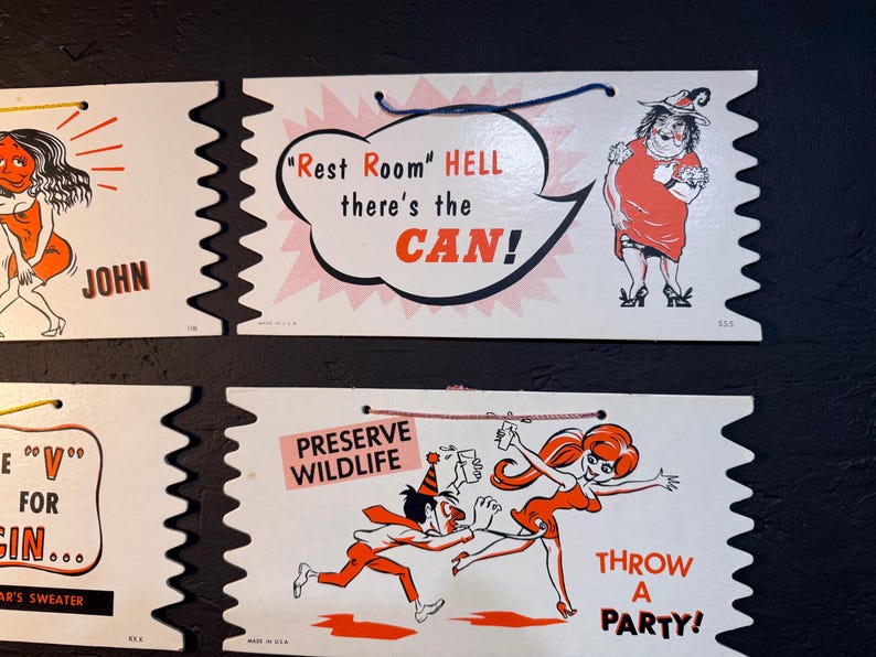 Cafe Risque Sign Vintage Risqué Gag Signs: Mid-century Bar Kitsch, Set of 6 - Etsy