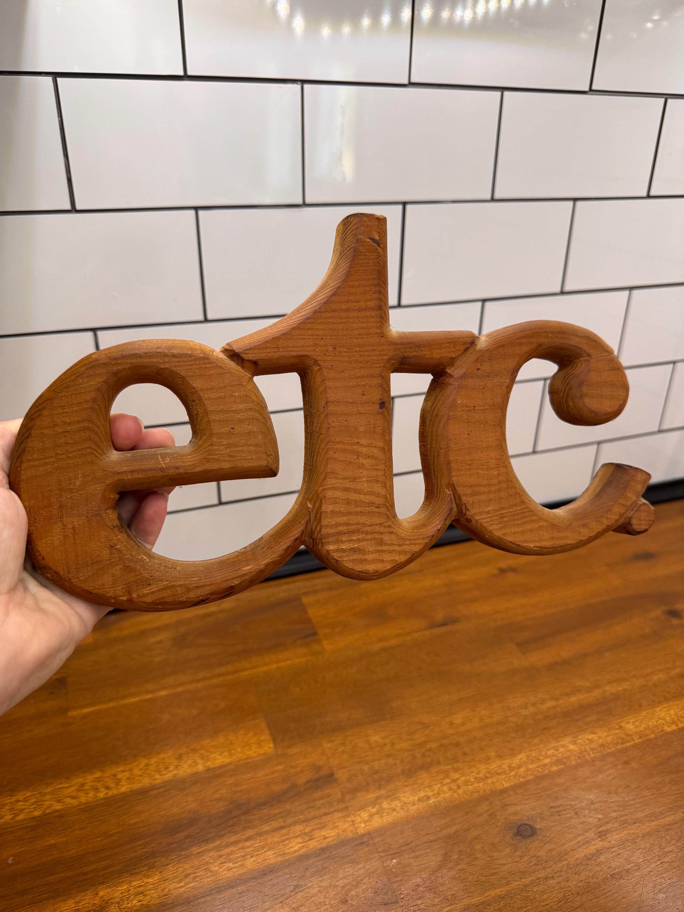 Vintage ETC Sign 1970s 80s Carved Wood Sign - Etsy