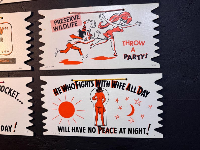 Cafe Risque Sign Vintage Risqué Gag Signs: Mid-century Bar Kitsch, Set of 6 - Etsy