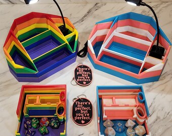 Calendario e organizer da scrivania LGBTQIA fatti in casa con luce, set da 3 pezzi! Orgoglio arcobaleno e trans.