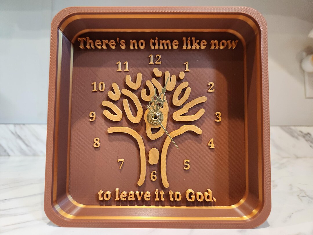 Clock God Leave It to God. CUSTOMIZABLE CLOCK! Shadowbox Hand Drawn Gold Tree ...