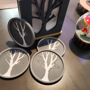 Family Tree ENGRAVABLE Nature Inspired Aesthetic 4 Pack Coasters give as take home favors @ parties to use as substitute cup charms