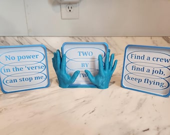 Confezione da 6 sottobicchieri personalizzabili Firefly e cestino portaoggetti "due per due, MANI DI BLU"! Brillanti!