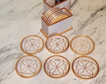Set regalo personalizzabile con 6 sottobicchieri e telecomando a tema The Office / Contenitore per sottobicchieri + espositore!
