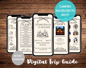 Camp Bachelorette, Itinerary Template, Digital Mobile Itinerary, Digital Invitation, Bachelorette Weekend, Itinerary, Canva, Camp Bach