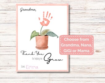 Grandma Handprint Art Craft | Grandparents Day Handprint Craft Grandma Nana GiGi Mamaw | Baby Toddler Child Keepsake Art| Handprint Art