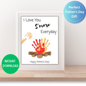 Handafdruk voor Vaderdag | Aandenkenkunst | Kampvuurknutselen voor peuters, kleuters, baby's | Vader | Cadeau voor papa | Afdrukbaar | Smore Craft