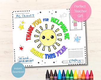 All About My Teacher Printable, Teacher Appreciation Printable, Teacher Appreciation Week Gift, Kids Coloring Page, Instant Digital Download