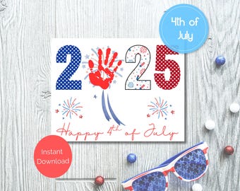 4th of July Handprint Craft Art, Firework Craft Keepsake for Kids, Instant Download, 2025 Activity, Camp Crafts Toddler Daycare PreK