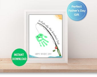 Fathers Day Handprint Craft| Fathers Day Handprint Art| Printable Handprint| Meaningful Dad Gift| Father Day Handprint| Dad Fishing Craft