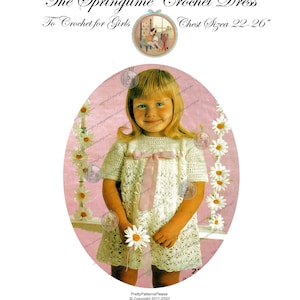 Springtime Easter Dress for Girls - English Crochet Pattern - PDF Instant Download Digital - PrettyPatternsPlease