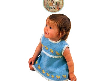 Patrón digital vintage Just Ducky para tejer un vestido de verano para niña - Descarga instantánea en PDF - PrettyPatternsPlease
