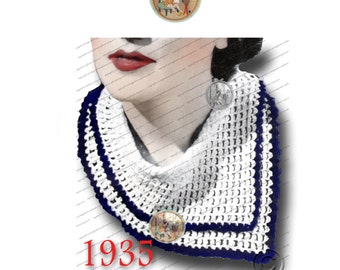 Collar de bufanda vintage a crochet para mujer Circa 1935 - Patrón PDF Descarga instantánea - PrettyPatternsPor favor