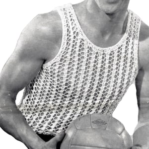 Vintage herengezondheidsvest om te breien, gemodelleerd door Bill Brown Tottenham Hotspur