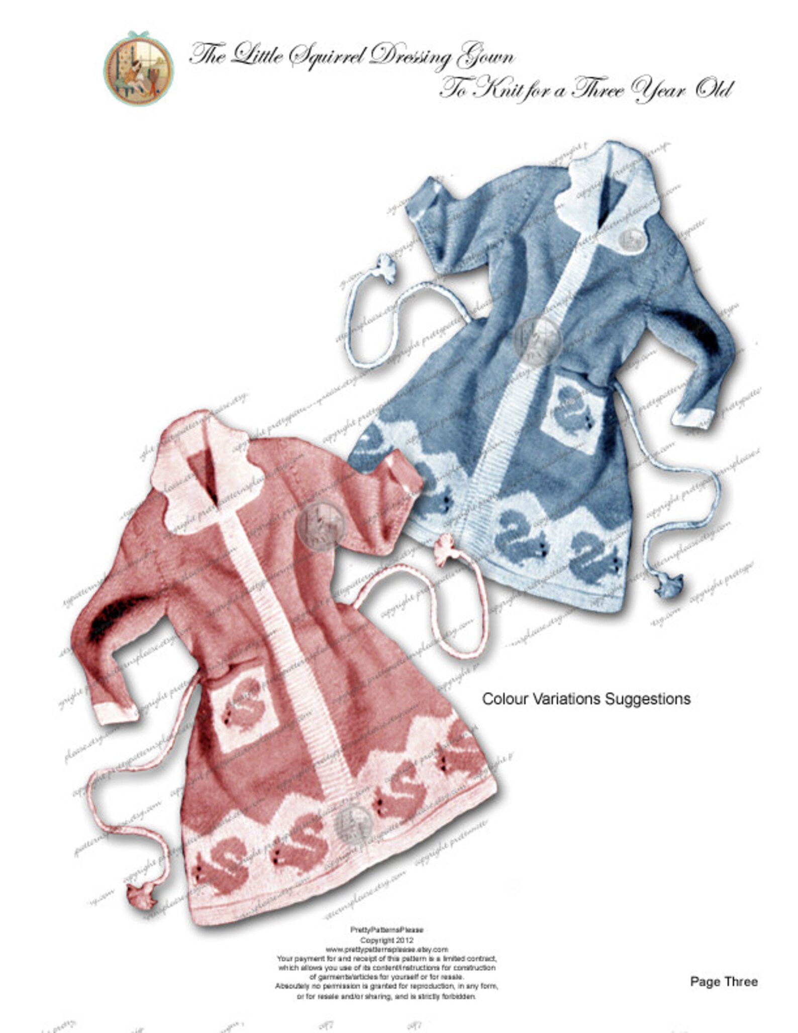 Vintage Knitting Pattern Bathrobe Squirrel Design for Children Etsy