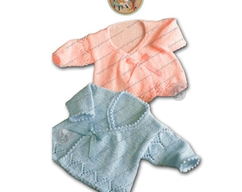 Patrón de punto vintage abrigo envolvente para bebés niños o niñas - Descarga instantánea - Aspecto asiático estilo kimono - PrettyPatternsPor favor