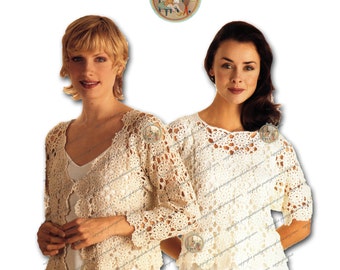 Cardigan Jacket and Top - Vintage Digital Crochet Pattern for Women - PDF Instant Download - PrettyPatternsPlease