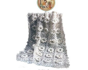 Christening Blanket Afghan Pattern for Crochet - Vintage Roses - PDF Instant Download - PrettyPatternsPlease