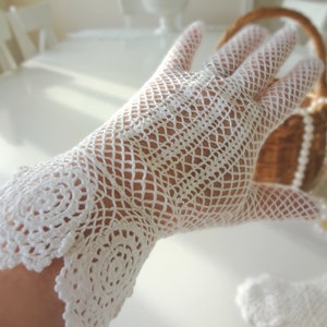Wedding Gloves to Crochet Vintage Digital Crochet Pattern Lacy Openwork Gloves Instant Download PrettyPatternsPlease image 4