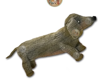 Toy Dog to Knit - Desmond the Dachshund - Vintage Digital Pattern - PDF Instant Download - PrettyPatternsPlease