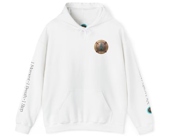 Pullover  Hoodie: "1 Momentum (Moment), 1 Spiritus (Breath), 1 Gradus (Step)" PTSD Awareness Teal Support Ribbon