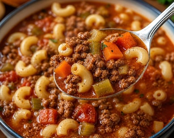 BEST Handmade Easy RECIPE For Beef Macaroni Soup Recipe (Digital Download)