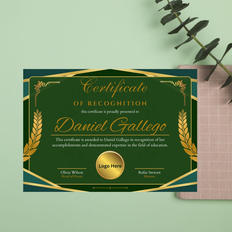 Editable Recognition Certificate Template, Printable Certificate of ...