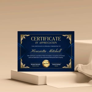 Certificate Of Appreciation Template, Employee Recognition, Appreciation Award, Modern Certificate, Employee Certificate, Customizable Award