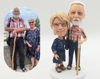 Personalized Happy Couple Bobblehead Doll, Custom 3D Clay Figurine