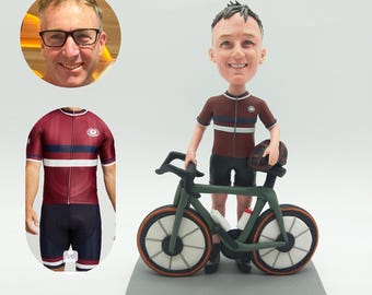 Personalized Bike Bobblehead, Custom Clay Figurine, Unique Cyclist Gift