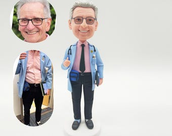Custom Doctor Bobblehead, Personalized Clay Figurine Gift