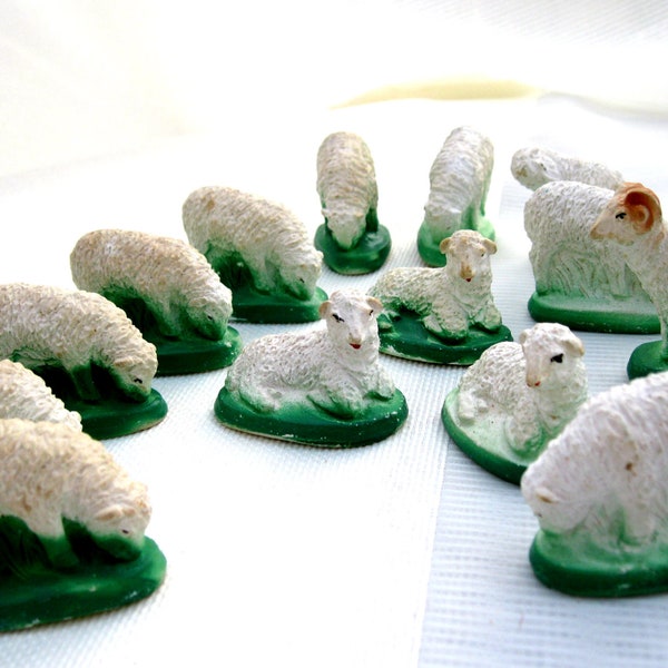 20% OFF SALE//Vintage Christmas Flock of Sheep//Holiday Vignette//Chalkware from Tessiemay