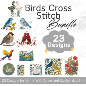 Bird Cross Stitch Pattern Bundle: Nature Embroidery Designs (PDF Pattern)