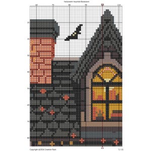 Halloween Haunted Bookstore Cross Stitch Pattern: Spooky Gothic Design (PDF Download) image 12