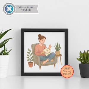 Cross Stitch Girl Pattern: DIY Home Decor Craft (PDF)