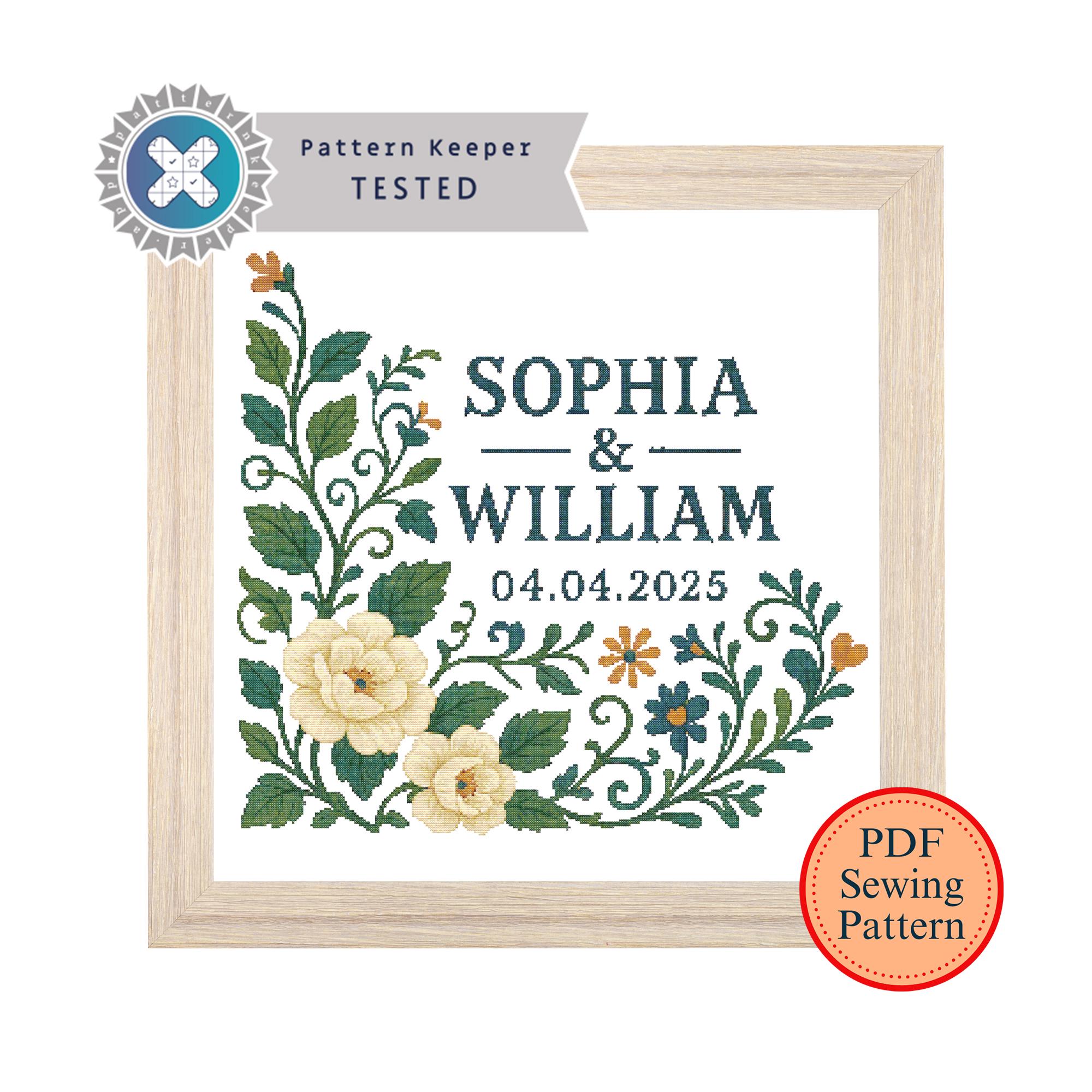 Wedding Cross Stitch Pattern: Mystical Floral Folk Art (Digital Download
