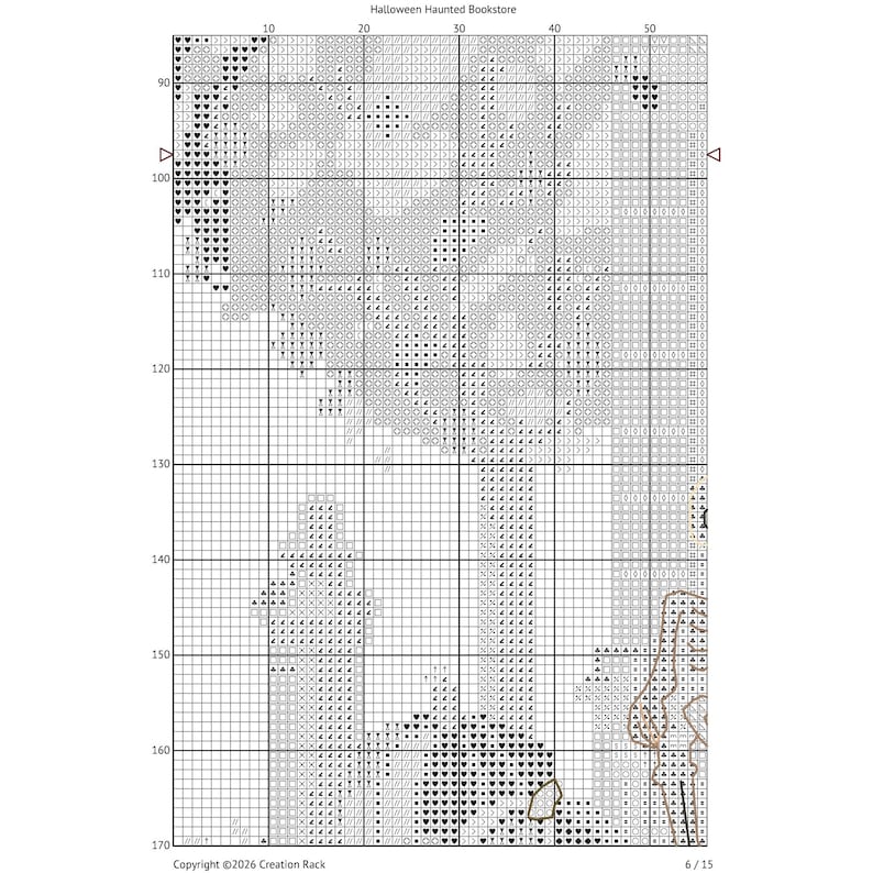 Halloween Haunted Bookstore Cross Stitch Pattern: Spooky Gothic Design (PDF Download) image 11