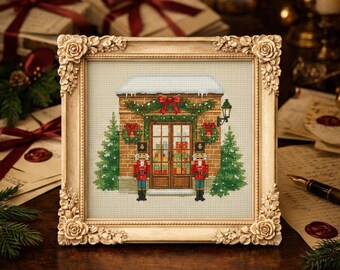 Nutcracker Shop Cross Stitch Pattern: Christmas Holiday Decor (PDF Pattern