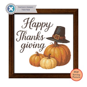 Pumpkin Cross Stitch Pattern: Easy Autumn Thanksgiving Chart (PDF Pattern)