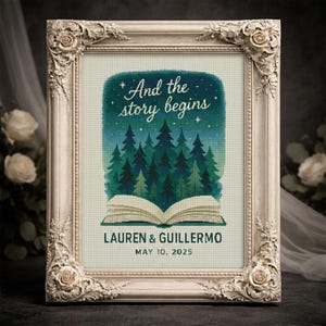 Personalized Wedding Cross Stitch Pattern: Forest Love Story (DIY Printable PDF Gift)