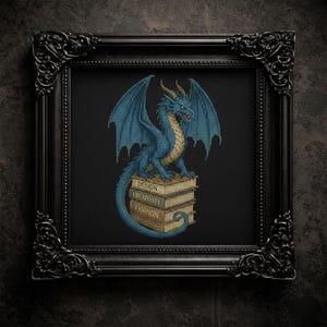 Dragon Cross Stitch Pattern PDF | Fantasy Mythical Books Creature Embroidery Design for Beginners & Experts